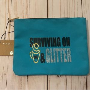 🆕 Fuego | Attic salt SURVIVING ON COFFEE & GLITTER makeup bag or pencil pouch